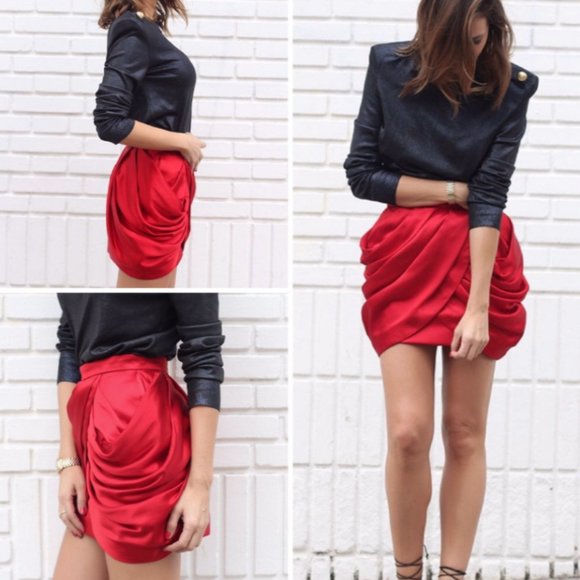 Balmain X H&M red skirt NWT SZ 4 - Picture 2 of 9